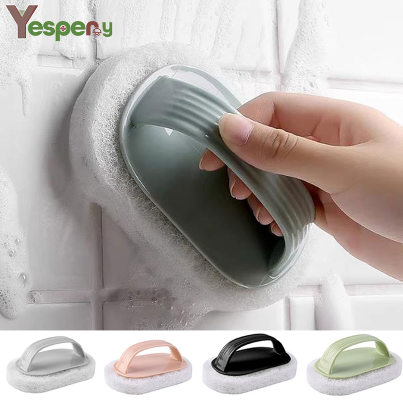 Yespery miếng bọt biển bàn chải sạch với bàn chải Tay cầm dụng cụ làm sạch nhà bếp phòng tắm loại bỏ gạch thủy tinh vết với xử lý bàn chải lau rửa bằng mút