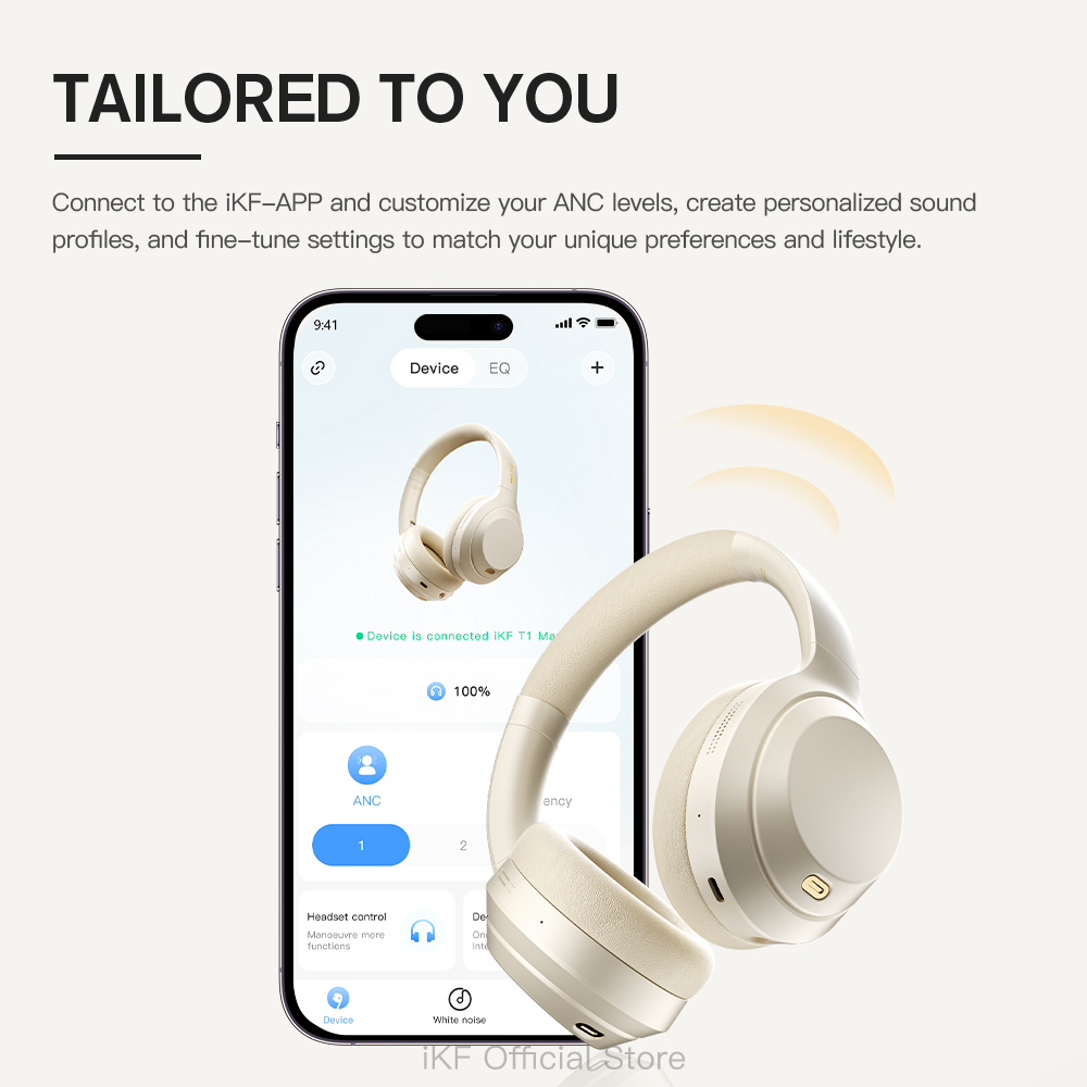 iKF T1-MAX Bluetooth Active Noise Cancelling Headphone HIFI Wireless Headset 100H Wired ENC ANC Earphone 3D Speace Sound Movie Mode