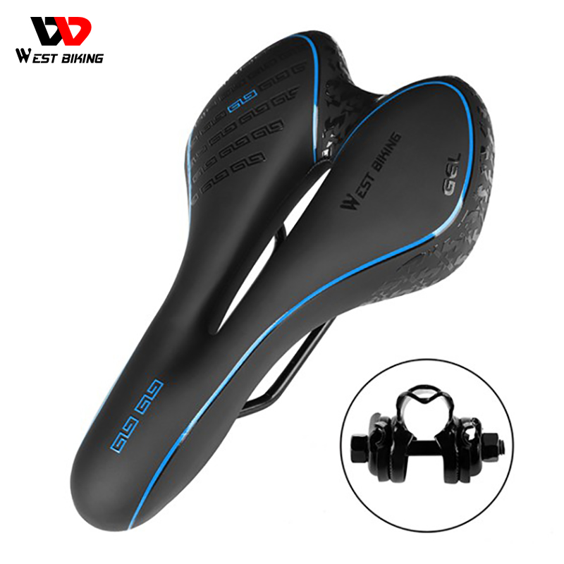 WEST BIKING GEL PU Bicycle Saddle Shock Absorber Bike Seat Breathable Road MTB Bike Soft Saddle Bicycle Accessories