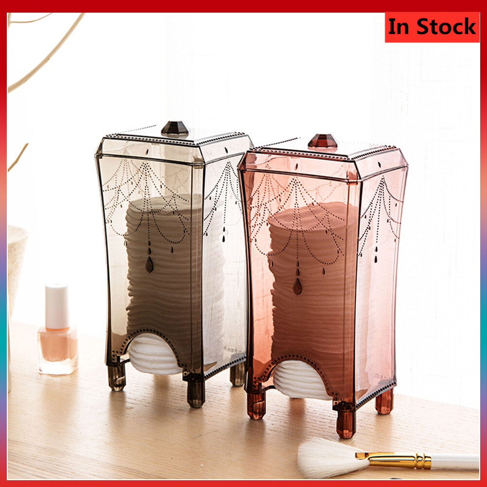 Make-Up Cotton Collection Box Tabletop Extraction Makeup Cotton Box Removal Cotton Storage Box Simple Plastic Transparent Box Plastic Makeup Cotton Pads Box Case Holder Cosmetic Organizer Storage Container