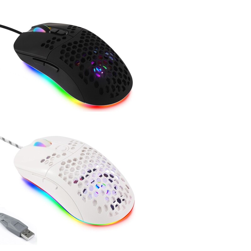 USB Wired Lightweight Gaming Mouse 5 RGB Backlit Mouse with 7 Buttons 7200DPI Honeycomb Shell Mouse for PC Laptop