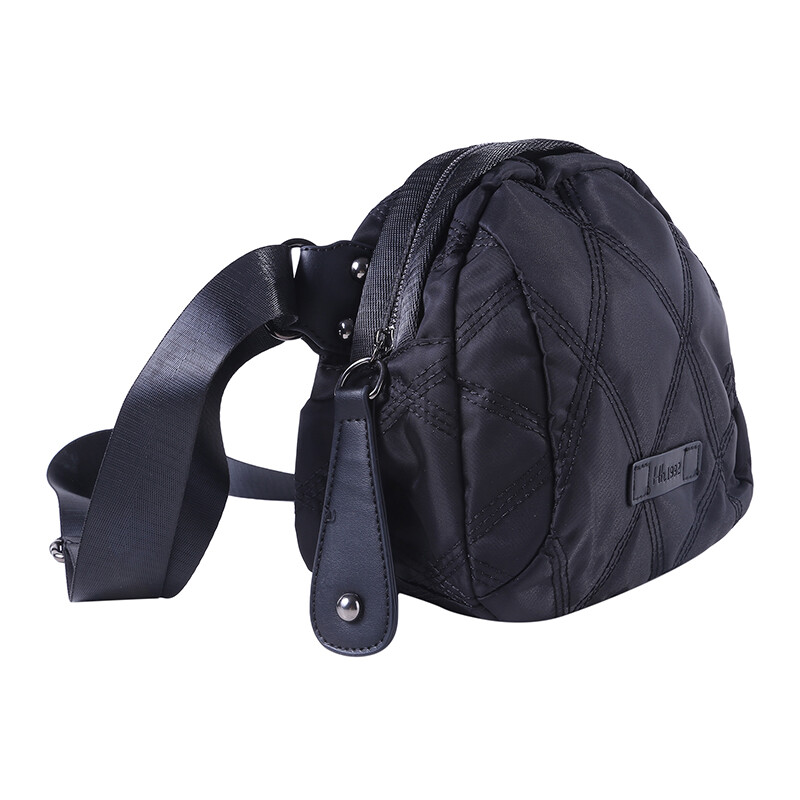 Black Messenger Bag Large-capacity Simple and Versatile Wide-band Rhombus Shell Bag