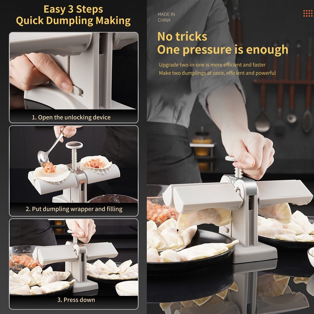 Homenhome Khuôn Nhà Bếp Gia Dụng Dụng Cụ Làm Bánh Bao Tự Động Hai Mặt Di Động
