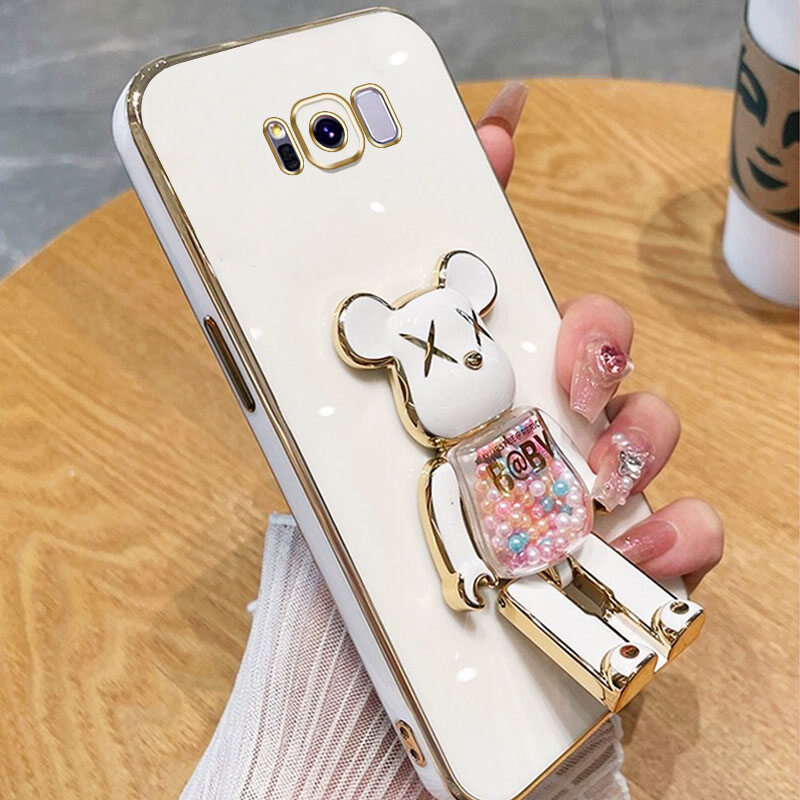 YBD 3D Candy Bear Bracket Phone Case For Samsung Galaxy S8 Plus S8+ S9 Plus S9+ S10 Plus S10+ High End Soft Silicone Material(Bracket Can Rotate)
