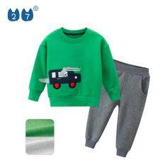 27Kids Store Kids Áo Thun Áo Len + Quần Dày Cho Bé Trai 1-8 Tuổi Bé Gái Cổ Tròn Màu Xanh Lá Cây Vàng Xám Cá Sấu Lái Xe Cotton Giữ Ấm Vải Tốt Quần Áo Ở Nhà Trang Phục Giản Dị Mùa Thu Mới