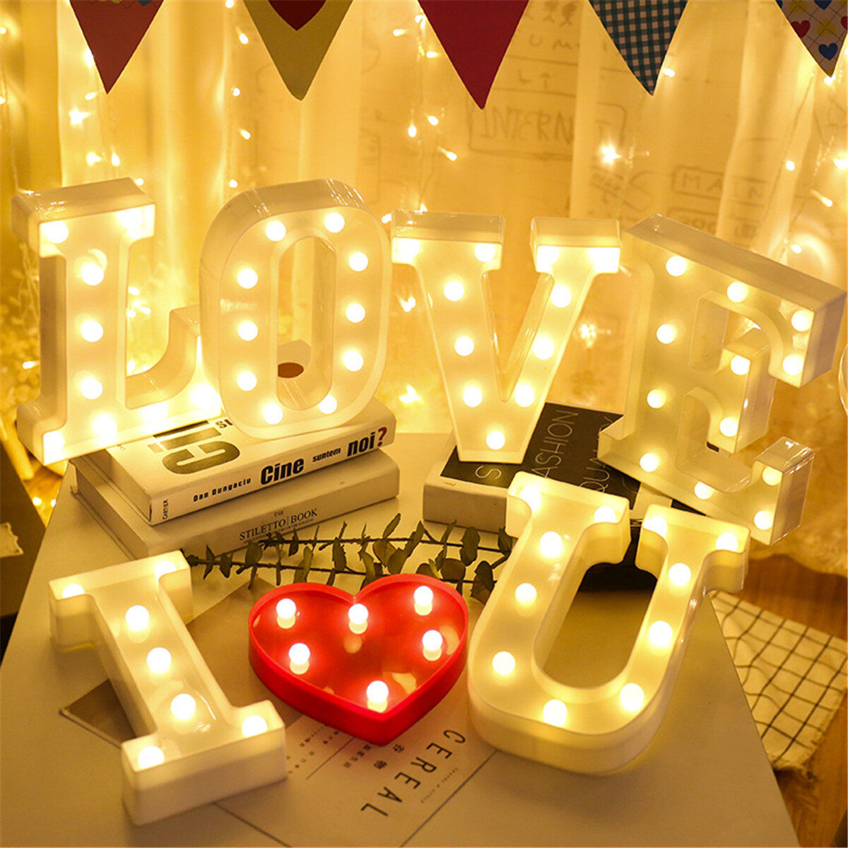 3D LED Night Lamp 26 Letter Marquee Sign Alphabet Light Wall Hanging Lamp Indoor Decor Wedding Party LED Night Light