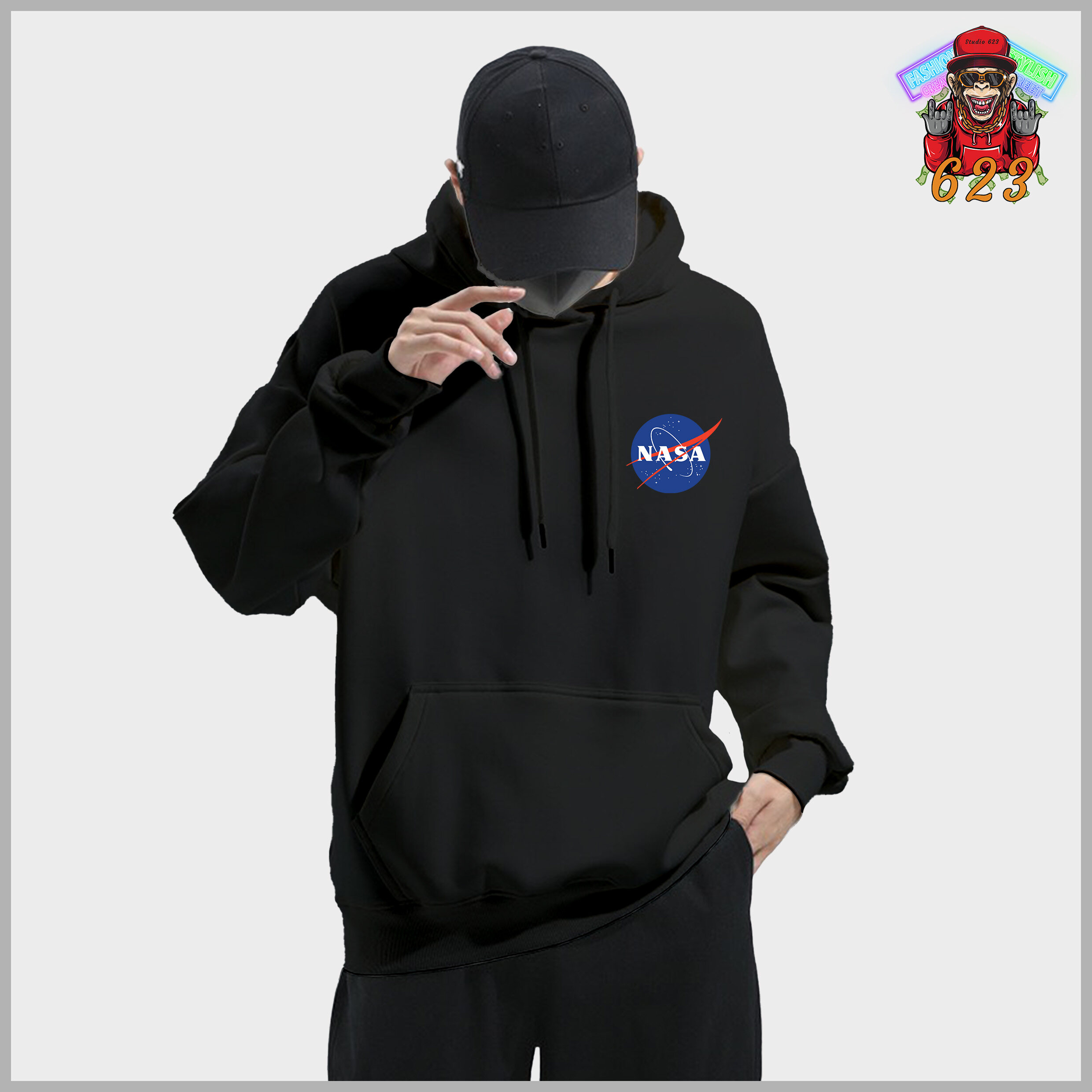 Hooded nasa hot sale pullover windbreaker