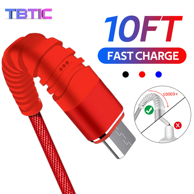 1/2/3M High Tensile USB C Cord Durable Braided USB Cables Fast Charging Micro Usb Type-C Lightning for Samsung VIVO OPPO Huawei iPhone iPad