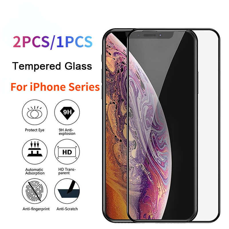 【2PCS/1PCS】RTY 9H Tempered Glass For iPhone Xr iPhone Xs Max iPhone X iPhone Xs iPhone Se2 2020 iPhone Se3 2022 iPhone 7 iPhone 8 iPhone 7 Plus 8 Plus iPhone 6 iPhone 6s iPhone 6 Plus 6s Plus Screen Protector Film Explosion proof Complete Cover