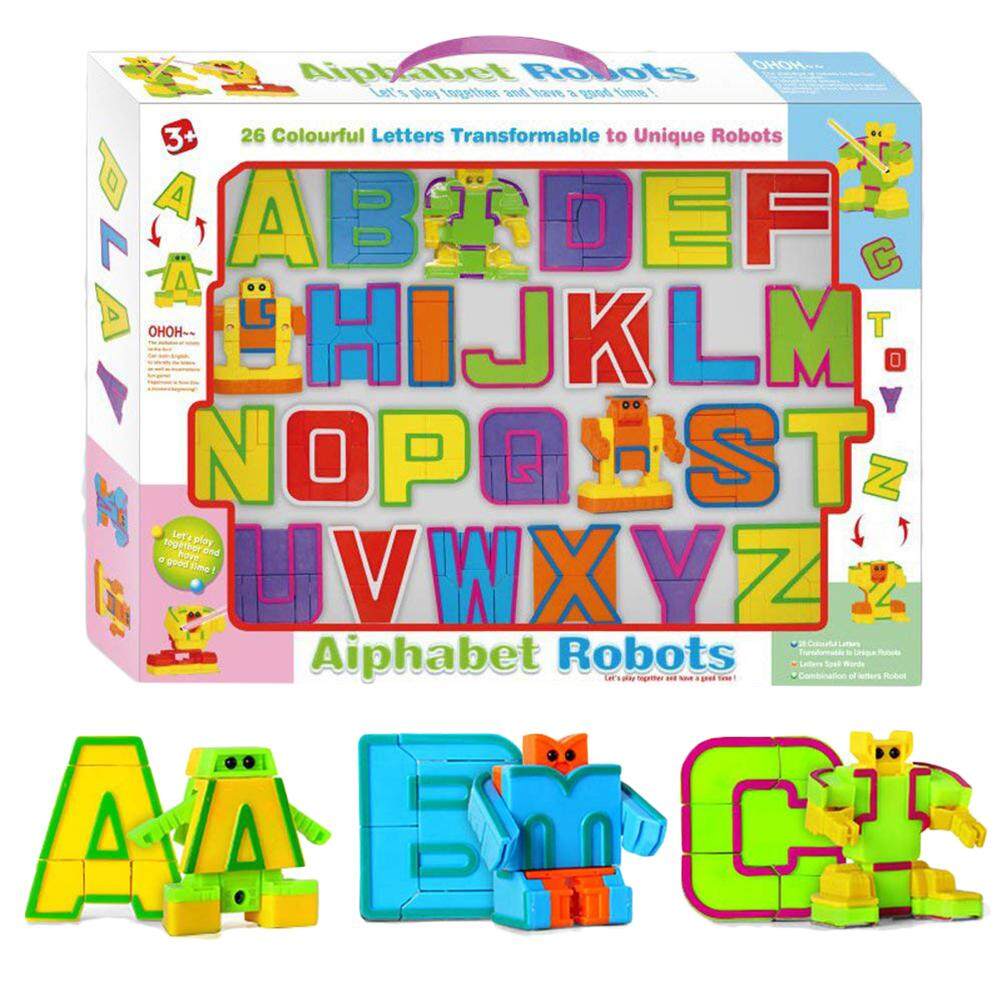 26pcs English Alphabet Deformation Robot Children/'s Educational Blocks Toys Gift
