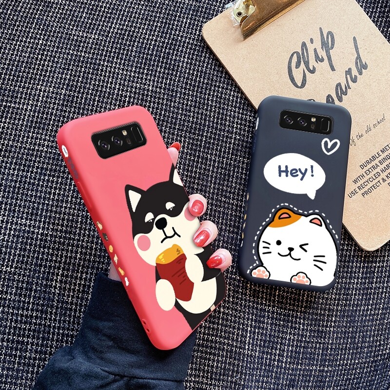 Yiwesan For Samsung galaxy Note 10 LITE Note 10 PLUS Note 20 Note 20 ULTRA Note 8 Note 9 Case with Cartoon Cute dog cat Square Edge Pattern Liquid original Casing Full back Cover Camera Shockproof cases Protection phone Case