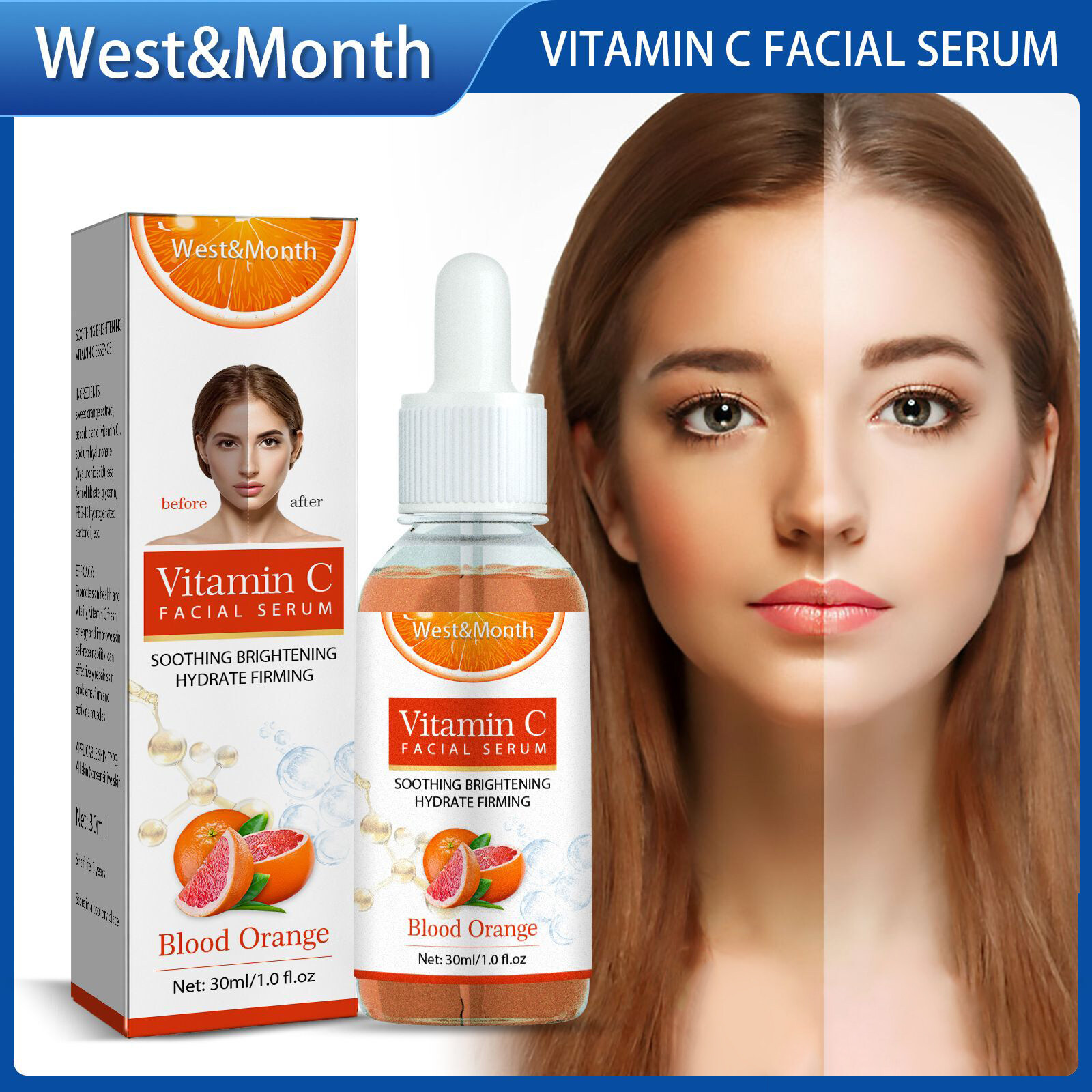 West Month Vitamin C Facial Serum For Face Whitening Brightening Moisturizing Improve Roughness 1321