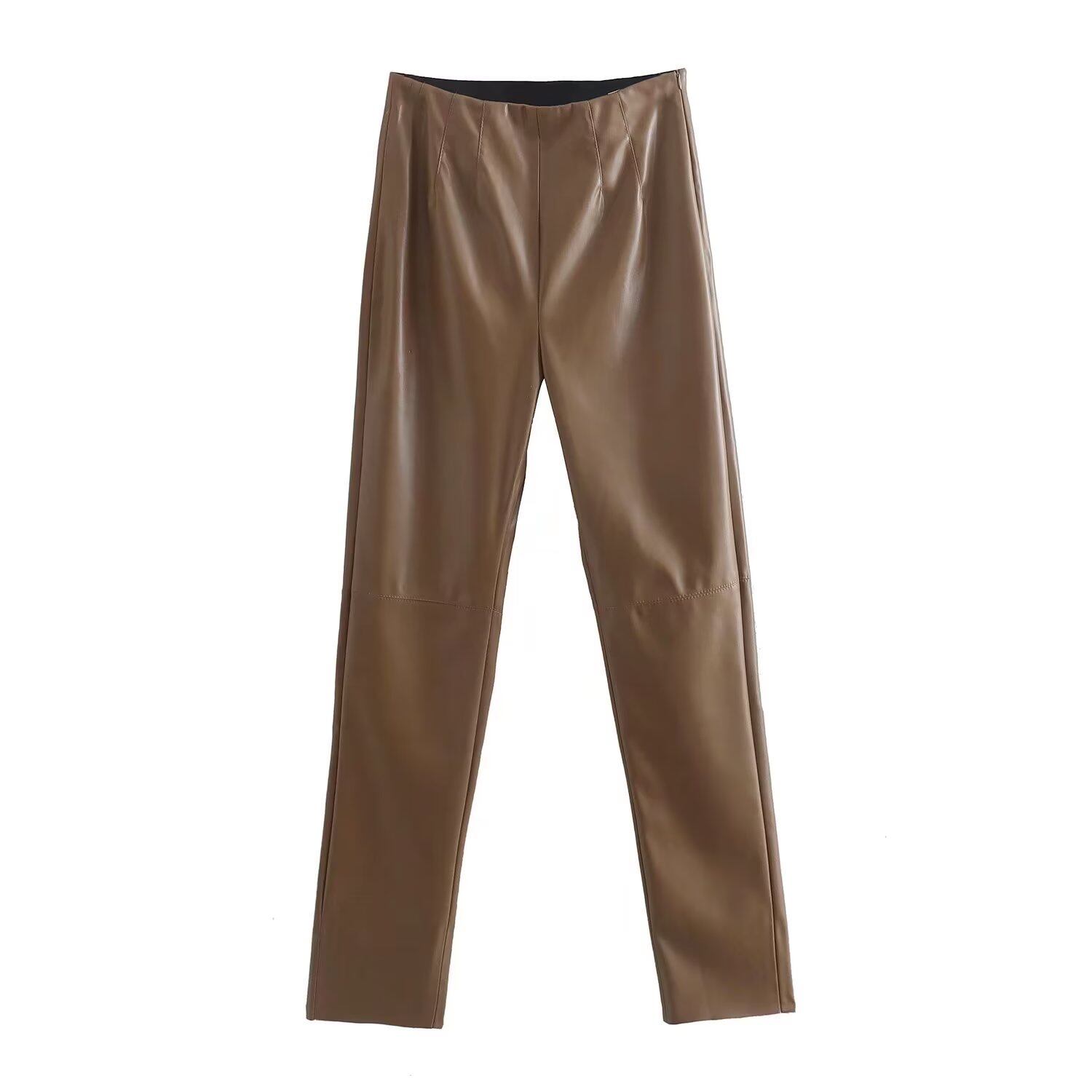 Willshela Women Fashion PU Leather High Waist Trousers Female Chic Lady Casual Basic Faux Leather Pant