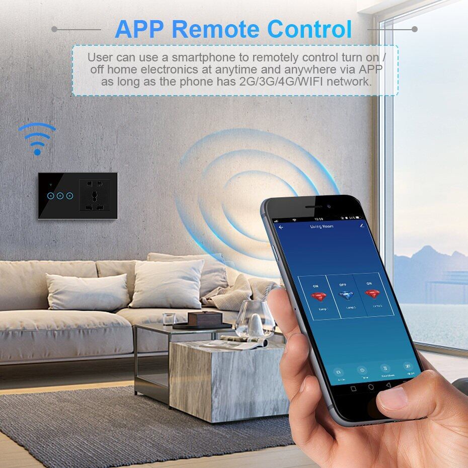 Tuya Smart Life App Control Switch And Socket Wifi Led Light Touch Wall Switch 16a Electrical Socket Work With Alexa Google Home