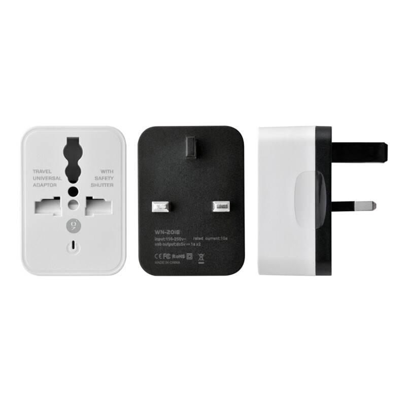Bộ chuyển đổi phích cắm UK với cổng USB kép 5V 2A đa chức năng 10A phổ quát để EU chúng tôi anh AU Phích cắm chuyển đổi Trắng sạc điện thoại cắm hàng đầu