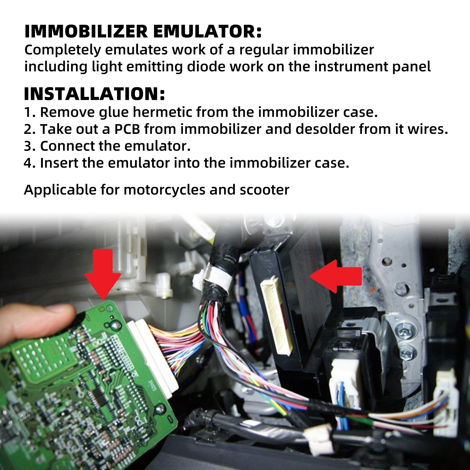 Immobilizer Emulator, Bypass Decoder Repair Module Full Chip for Motorcycles