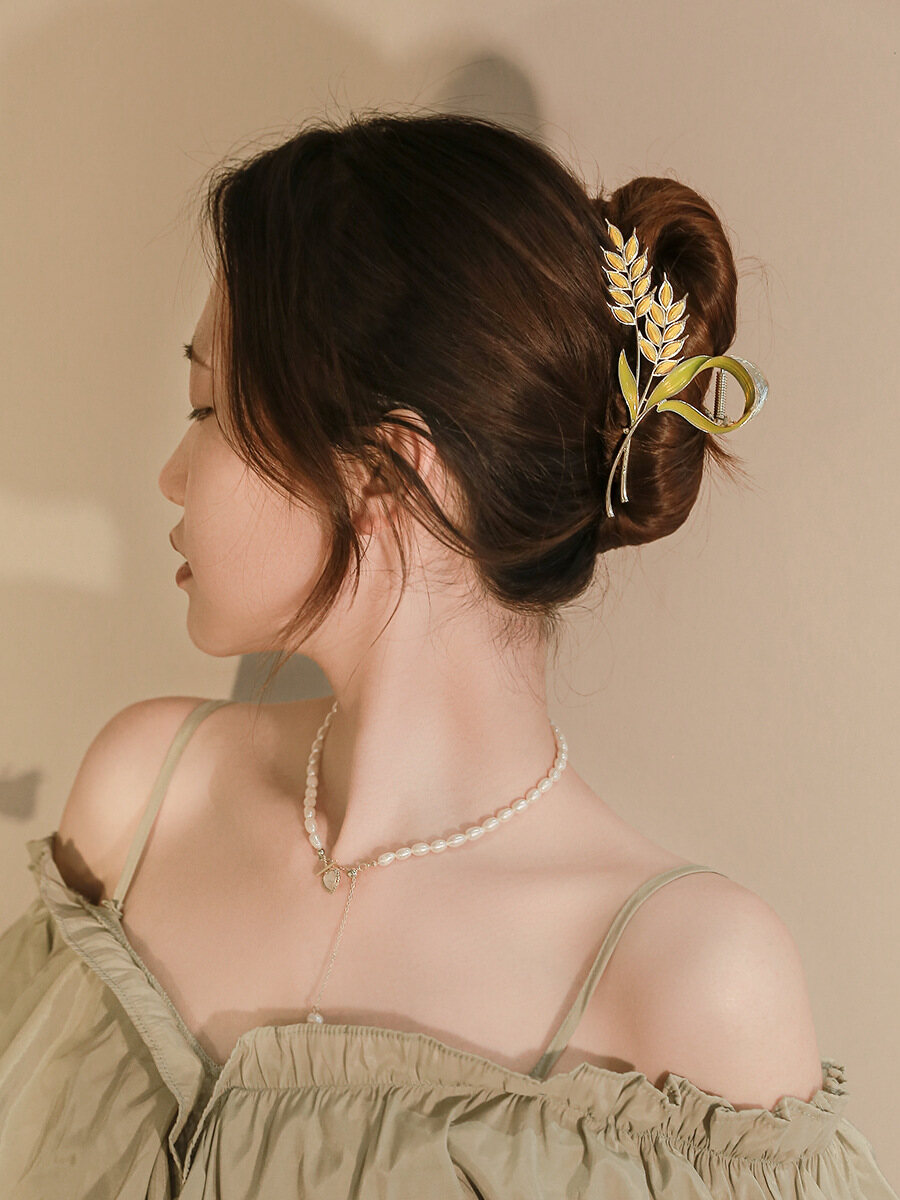 Kẹp Tóc Tai Lúa Mì Cho Nữ Kẹp Tóc Lúa Mì Kẹp Tóc Sau Đầu Kẹp Tóc Cá Mập Lớn Thanh Lịch Mùa Hè Phụ Kiện Tóc/Thời Trang