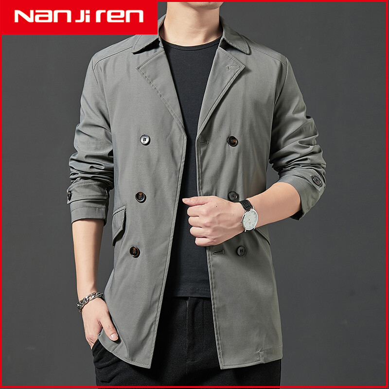 Nanjiren men's windbreaker mid-length Korean style trendy handsome coat jacket jacket