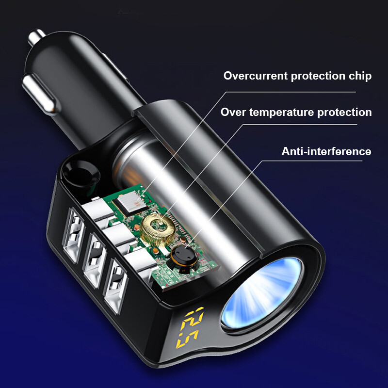 3 USB Port Car Charger Lighter Conversion Plug QC3.0 Quick Charging