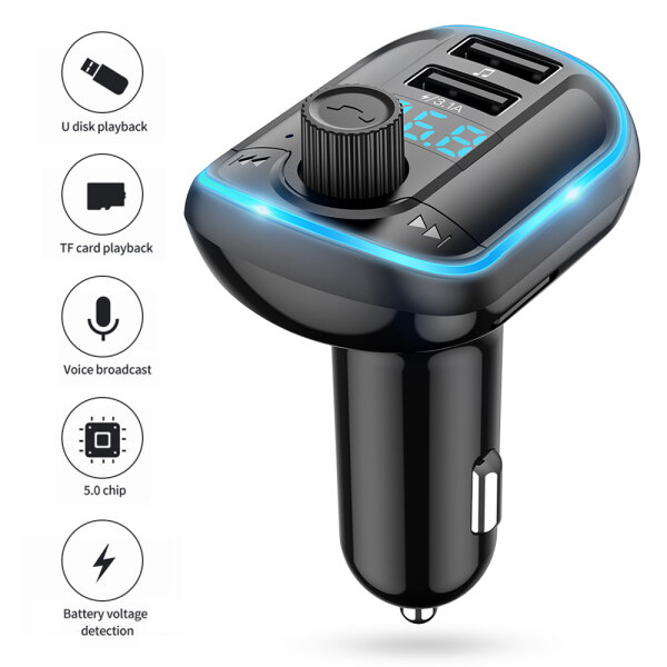niceEshop Breathing atmosphere lamp car Bluetooth MP3 hands-free player FM transmitter Singapore