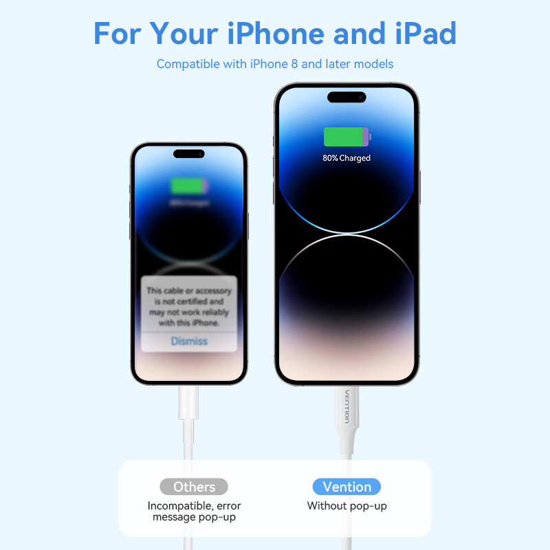 Vention USB 2.0 Cáp Lightning 3A Cáp dữ liệu PD 27W truyền dữ liệu iPhone 14 13 12 11 Pro max sạc nhanh cho Ipad điện thoại nhỏ Loại C Cáp USB-C để Cáp sạc iPhone