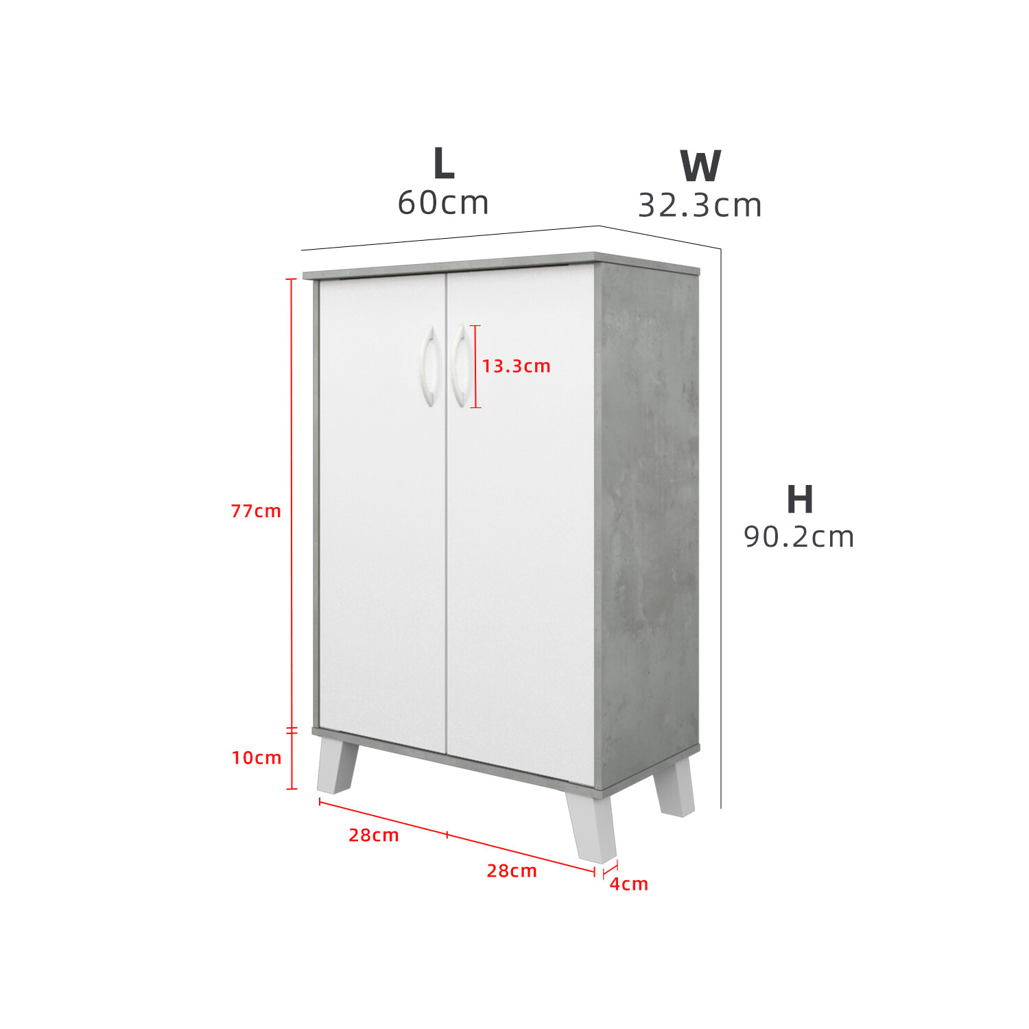 KitchenZ 2FT Shoe Cabinet Mordernist Design with 2 Door Storage Shoe ...