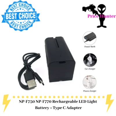 NP-F750/F770 Battery Digital Camera Rechargeable Battery Pack L-Series Info-Lithium Batteries with Type-C Adapter