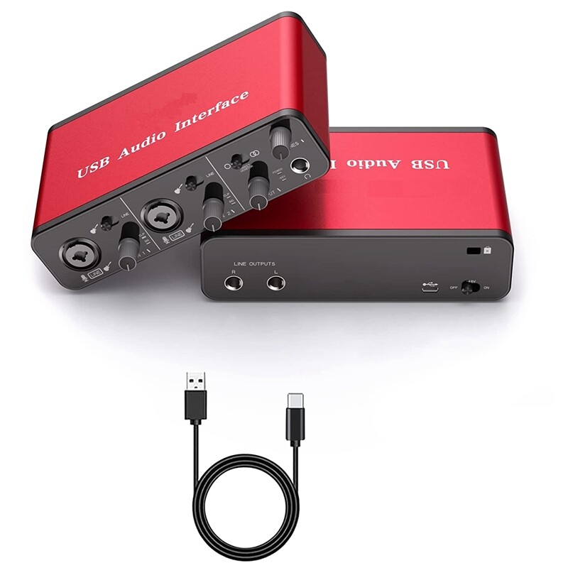 USB Audio Interface 24Bit/96KHz for Recording Podcasting and Streaming ...