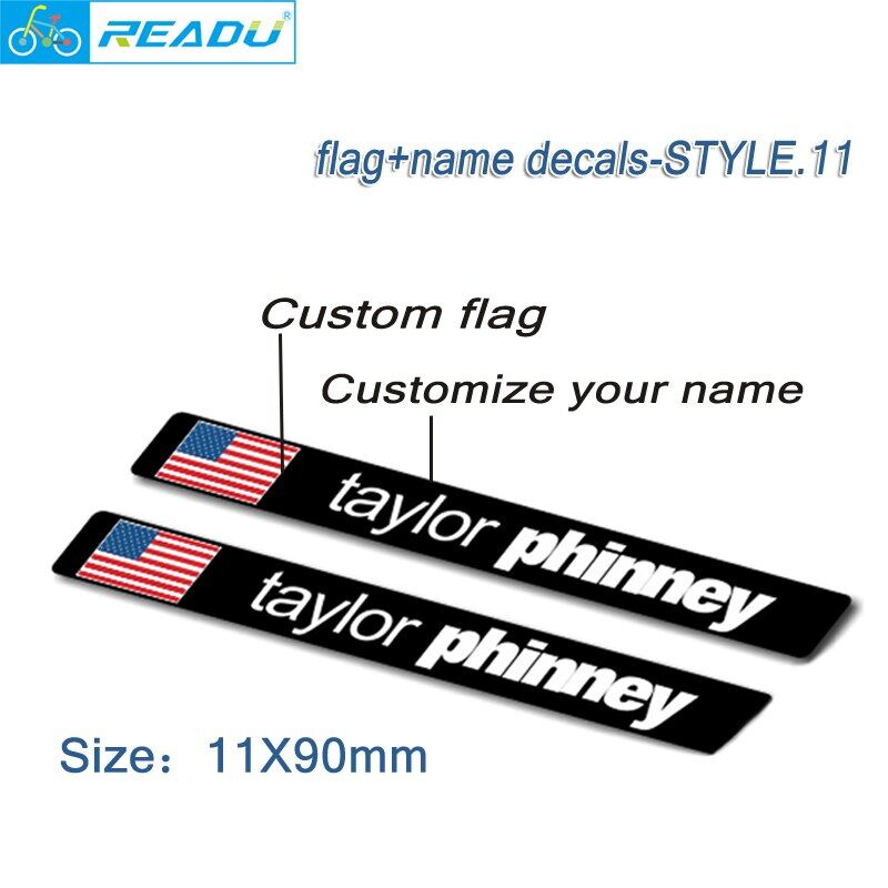 Road bike frame flag name stickers custom rider id decals Bicycle MTB stickers Custom flag, custom name style 11