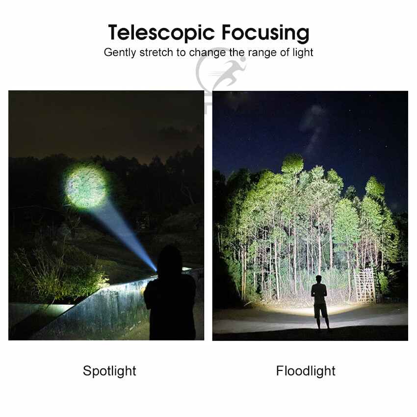 Outtobe Mini Flashlight LED Torch Light Telescopic Focus Flashlight Portable Rechargeable Flashlight Zoom Outdoor Pocket Size Waterproof Flashlight Strong Light 1000m Distance for Hiking Camping