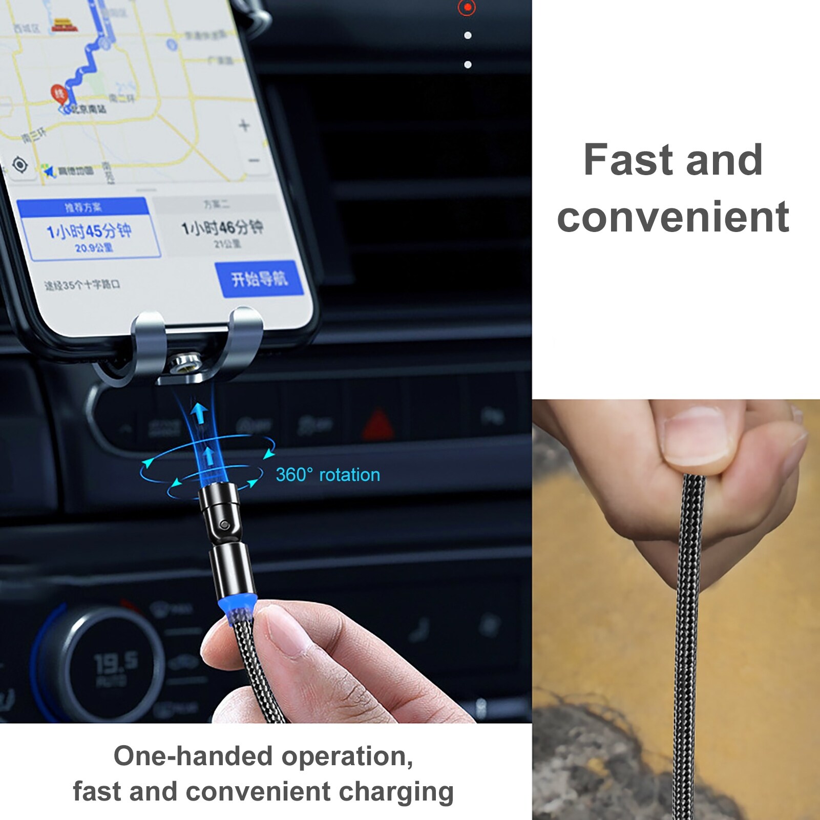 Magnetic 540 Degree Rotatable Micro-USB Type-c Fast Charging Cable for PhoneQuick Charging Cable Is Suitable For Android Micro Usb Type-C 180 Degree Bending Magnetic Charging Head Mobile Phone Charging Cable