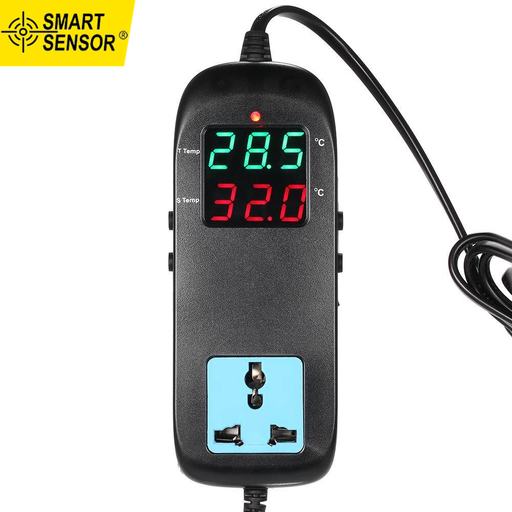 Smart Sensor Electronic Thermostat LED Digital Display Breeding Temperature Controller Thermocouple Thermostat with Socket AC 90V~250V