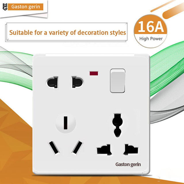 Loại 86 Ổ Cắm Điện Giấu Tường Universal 8 Lỗ 1 Bảng Chuyển Đổi Gang