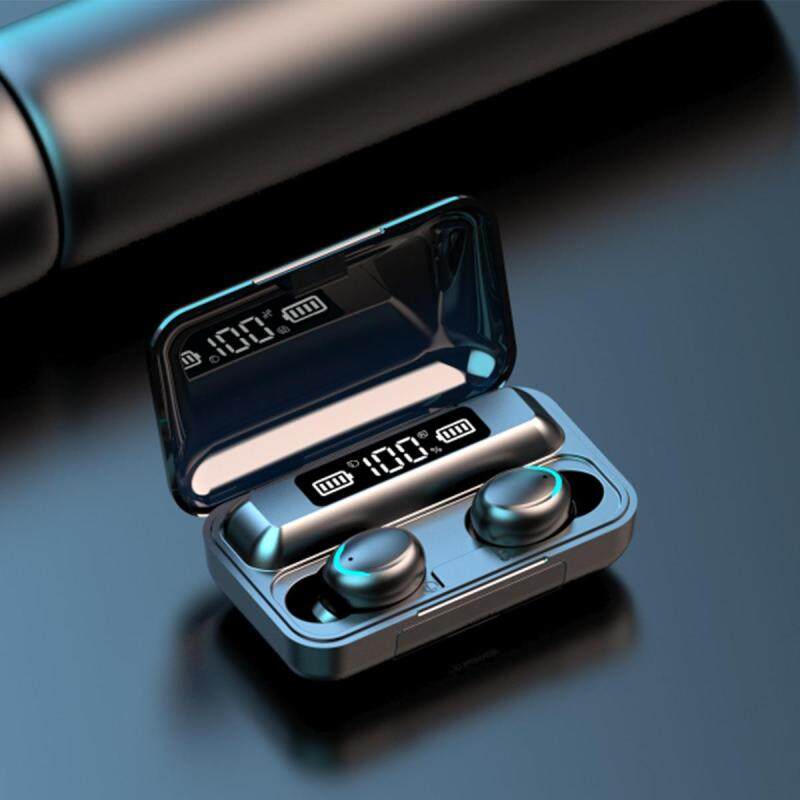 niceEshop F9-5 TWS Wireless Earphone,IPX7 Waterproof 9D Nosie Cancellation Headphone Smart Digital LED Case Fingerprint Touch Control HiFi Earbuds Singapore