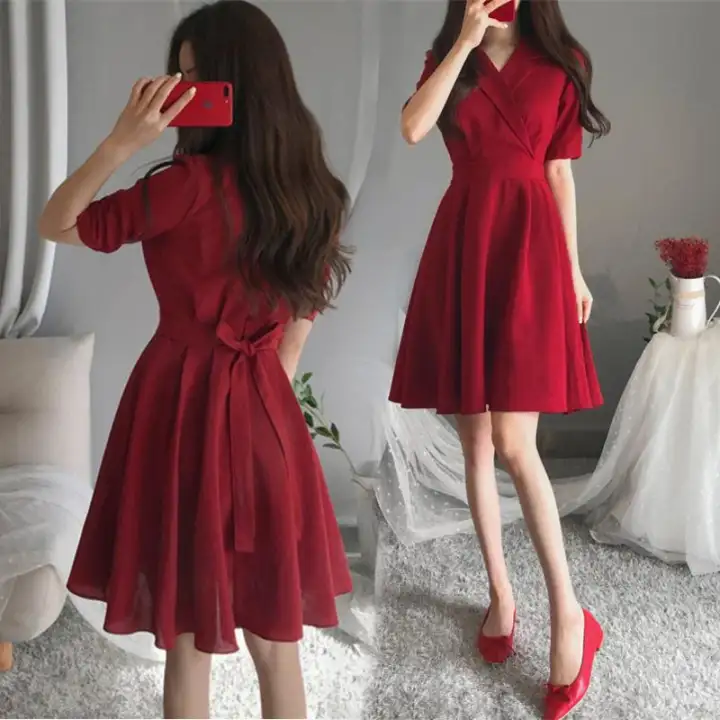 red dress korean style