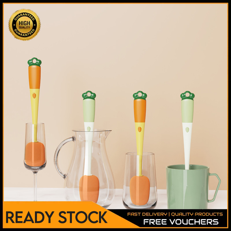 3 In 1 Multi-function Carrot Shape Cup Brush Long Handle Bottle Brush Cleaner Cleaning Brush Kitchen Cleaning Tools