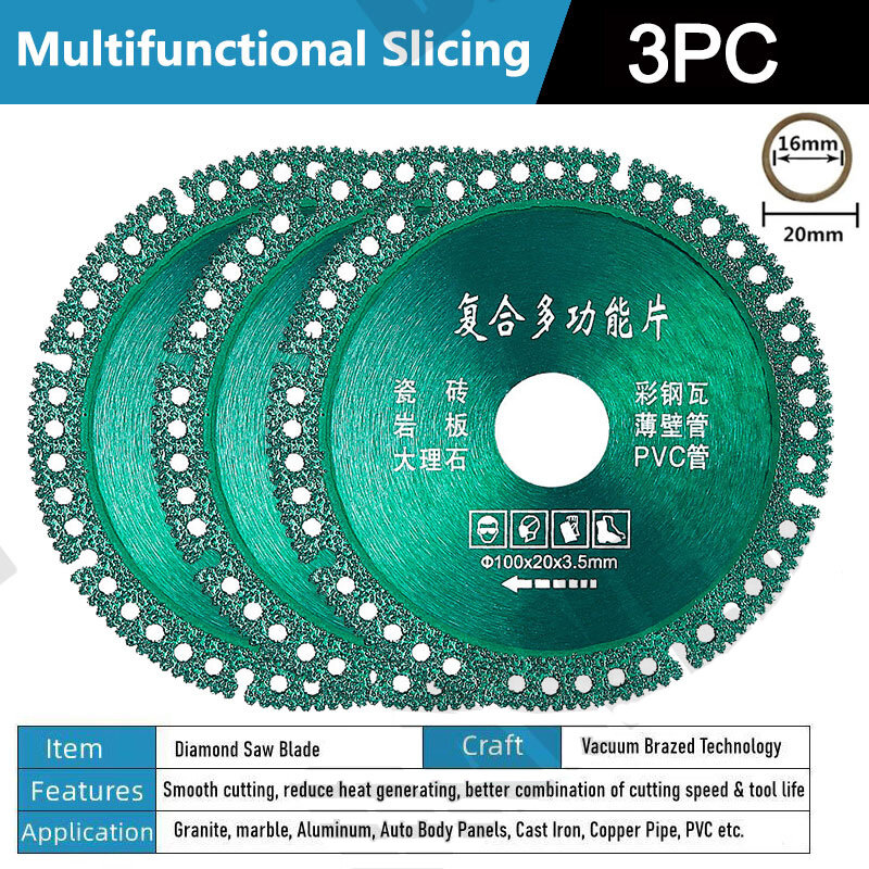 SHDIATOOL 4-Inch Diamond Jig Saw Blades For Tile, Ceramic, Brick - 3-Piece Set With T-Shank