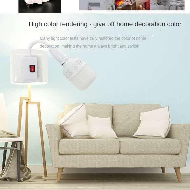 Huazu [Hàng Có Sẵn] Bóng Đèn LED Tiết Kiệm Năng Lượng Đèn Cạnh Giường Đèn Gắn Tường Ổ Cắm Điện Có Công Tắc Đèn Ngủ Chiếu Sáng Siêu Sáng Cho Phòng Ngủ