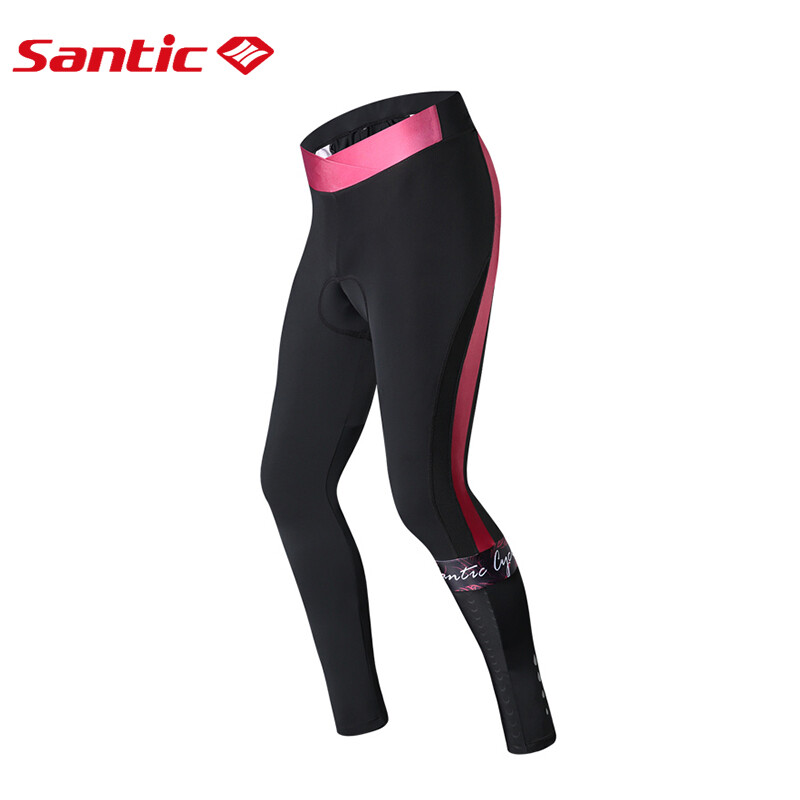 Santic Cycling Pants Women 4D Padding Bike Tights Breathable Elastic Waist Hollow-carved Design Reflective Bike Pants Women Bike Pants L8C04099