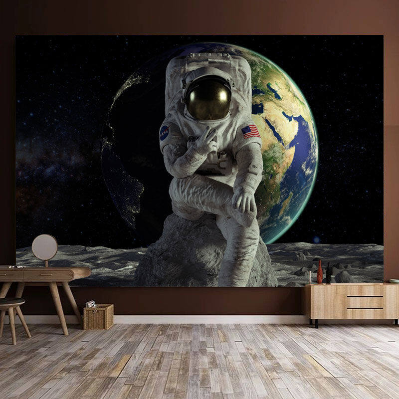 Wehome Astronaut Tapestry Wall Hanging Polyester Tapiserya Bedroom Decoration Wall Hanging Cloth Design (150*130cm)