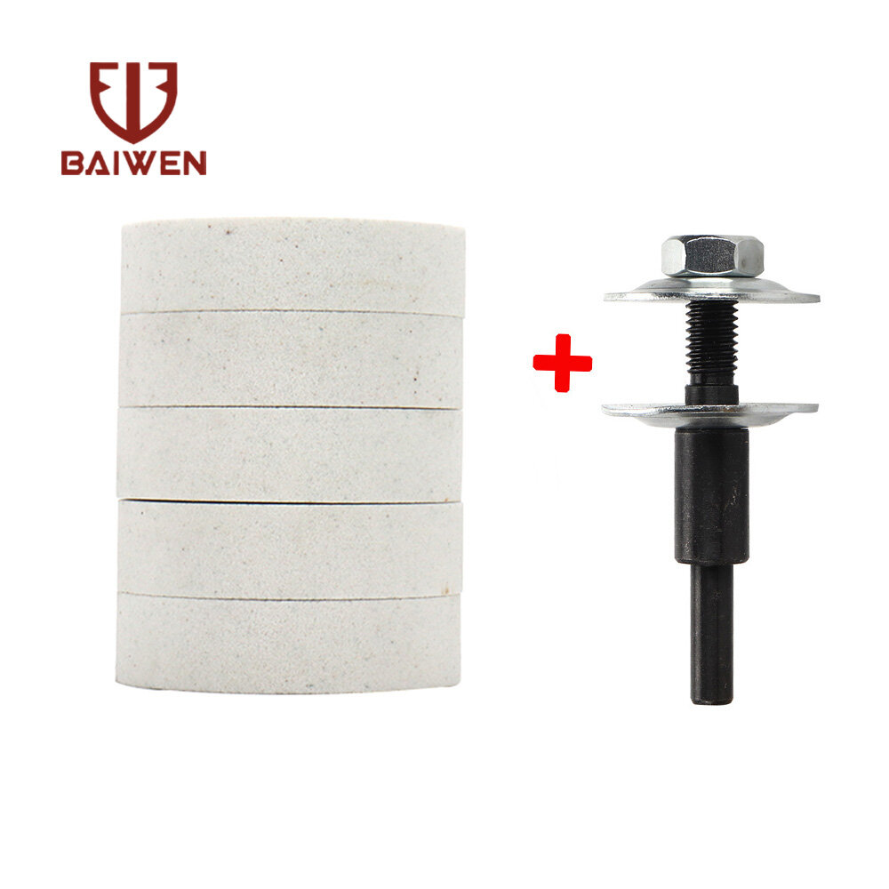 BAI WEN 75mm Ceramic Stone Grinding Wheel Silicon Carbide/White Corundum Grinding Rotating Tool for Mini Bench Grinder/Hand Electric Drill, with 3/8 inch Drill Arbor Adapter, Metal Grinding, Polishing and Rust Removal