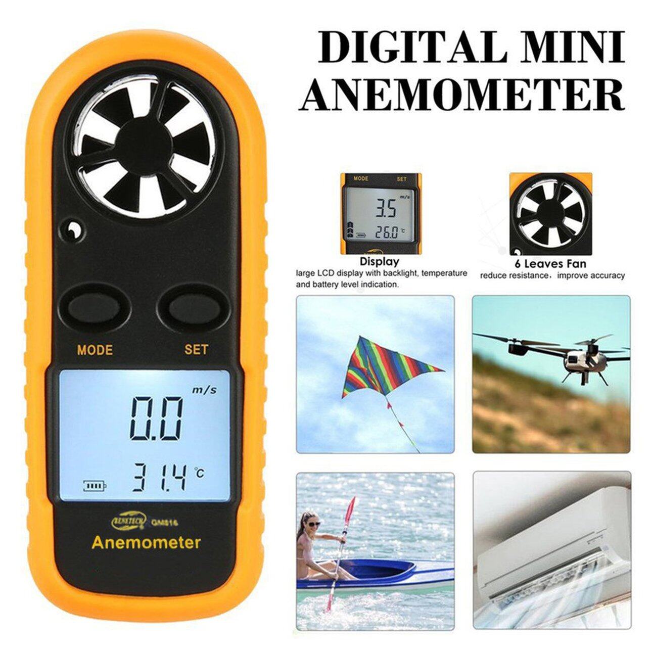 GM816 Mini LCD Digital Anemometer Wind Speed Air Velocity Temperature ...