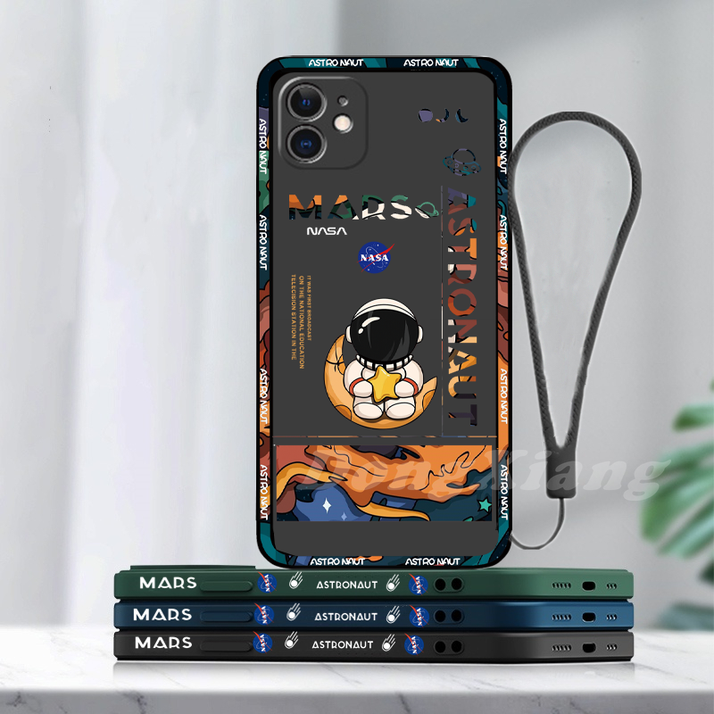 Ốp Lưng Realme C21Y C25Y C11 2021 C20 C15 C12 C25S C25 C3 C2 C1 Realme8i Realme5 5i 6i Narzo 30A Ốp Lưng Điện Thoại Họa Tiết Cạnh TPU Mềm Phi Hành Gia Sao Hỏa Ngầu Kèm Dây Đeo ZS