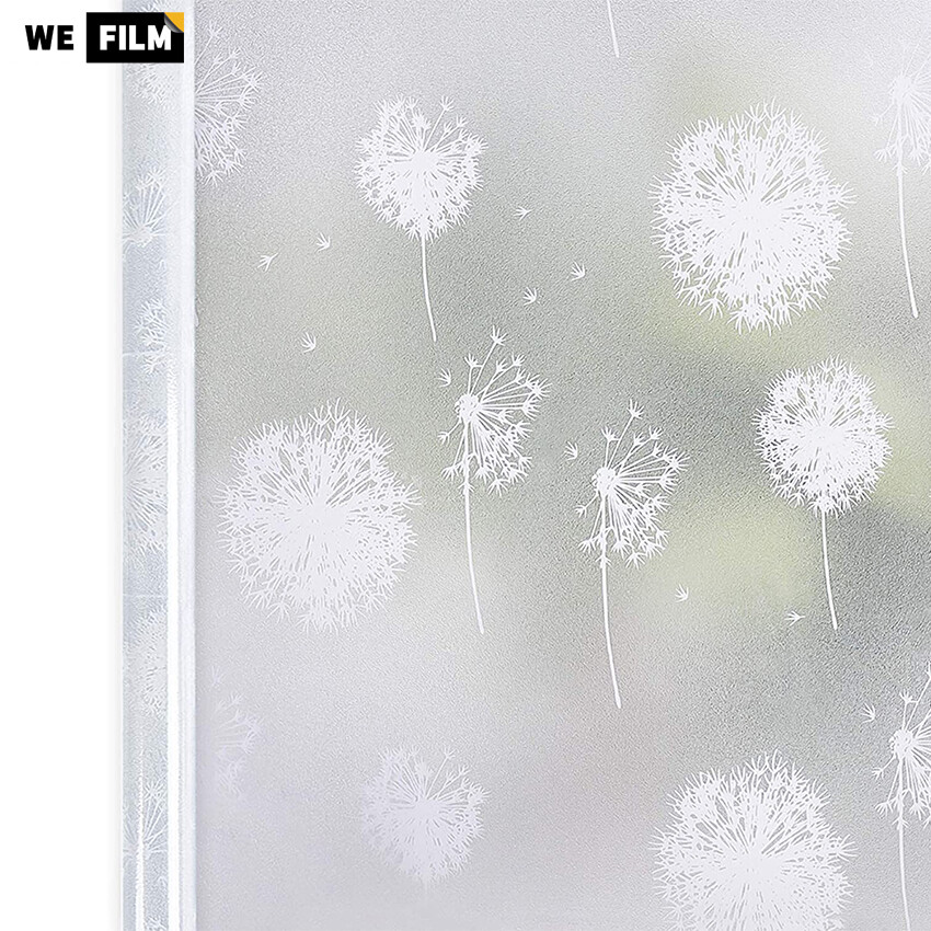 Frosted Window Film Dandelion Pattern Self Adhesive Glass Frosting Film Static Cling Anti Uv for Bedroom Bathroom Office