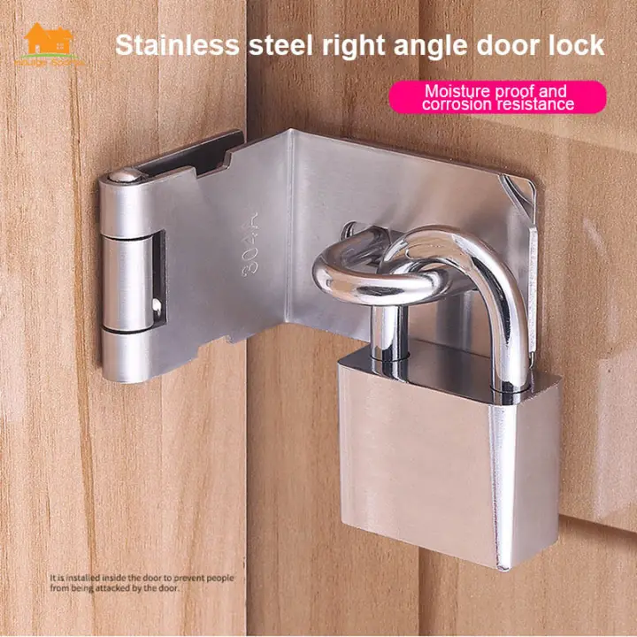 Door Hasp Latch 90 Degree Stainless Steel Safety Angle Locking