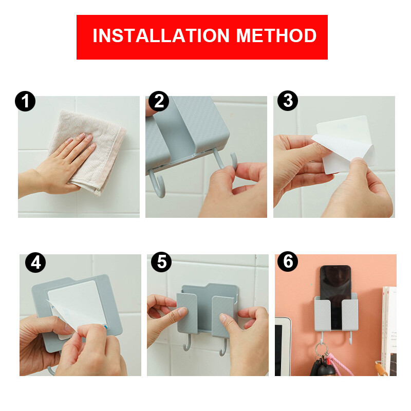 Wall Mounted Organizer Storage Box Remote Control Air Conditioner Storage Case Mobile Phone Plug Holder Stand Container Rack