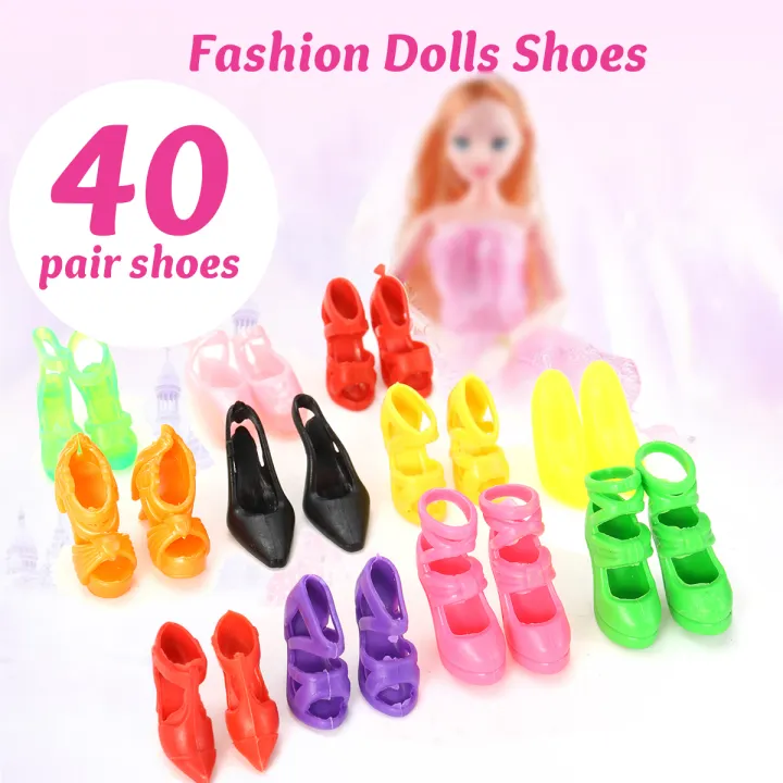 80pcs Fashion Doll High Heels Shoes Boots Sandals For Dolls Outfit Dress **