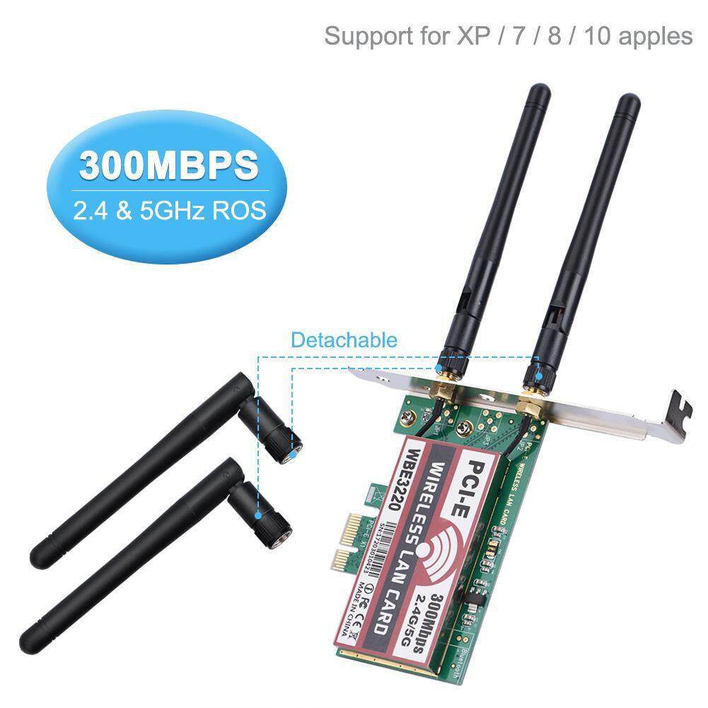 2.4G/5G 300 Mbps Pci-E Dual Band AP Nirkabel WiFi WLAN Adaptor untuk Laptop Mac