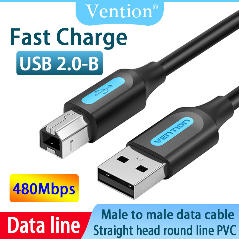 Vention Cáp In USB 2.0 Cáp USB Máy Quét Dữ Liệu Đồng Bộ USB 2.0 Loại A Đực Sang B Đực 1M 2M Cho Máy In HP Canon Epson