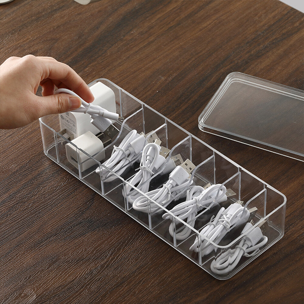 Dust-proof storage cable management box set (covered storage box + 10 straps)
